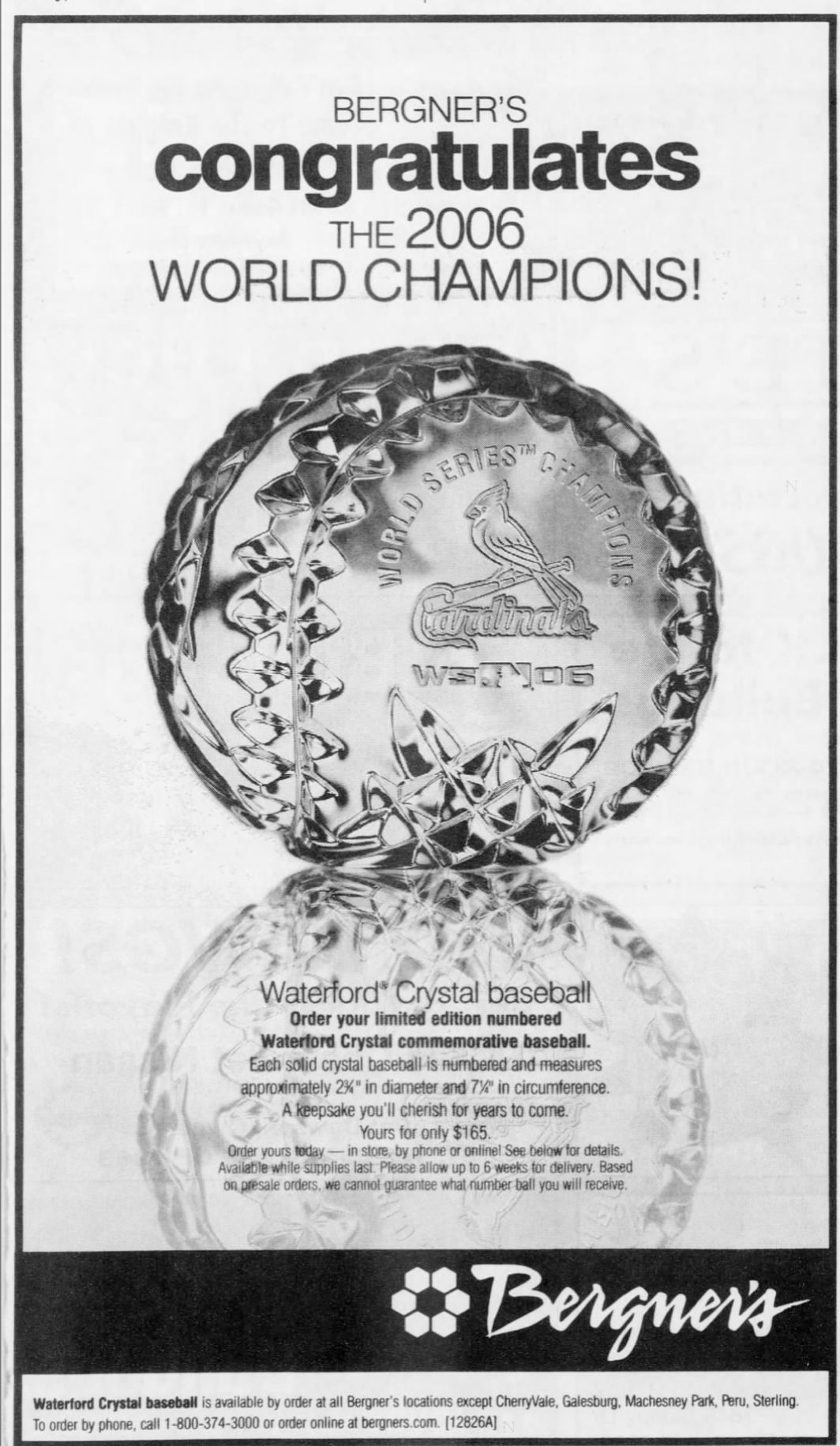Bergner's congratulates the 2006 World Champions!